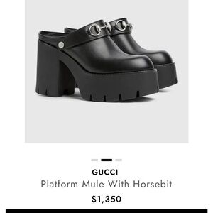 Gucci Black Chunky Platform Mule with Horsebit
